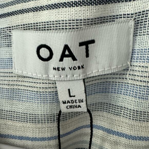 OAT Blue Striped Button-Down Top NWT Size Large - Picture 7 of 10